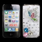 Wholesale iPhone 4S 4 3D Clear Crystal Butterfly Diamond Case (Rainbow)